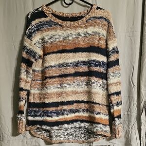 American Eagle Outfitters Navy and Tan Striped Sweater